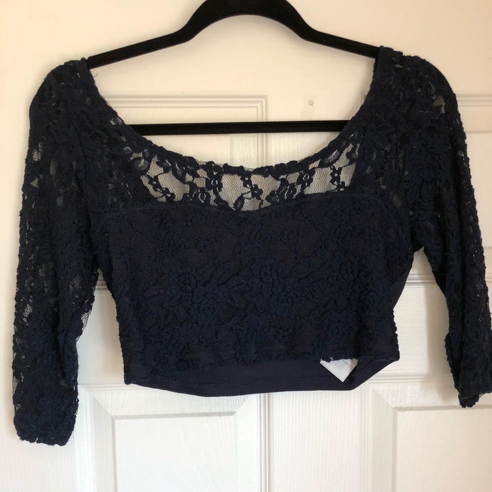 Abercrombie and Fitch Lace Navy Crop Top